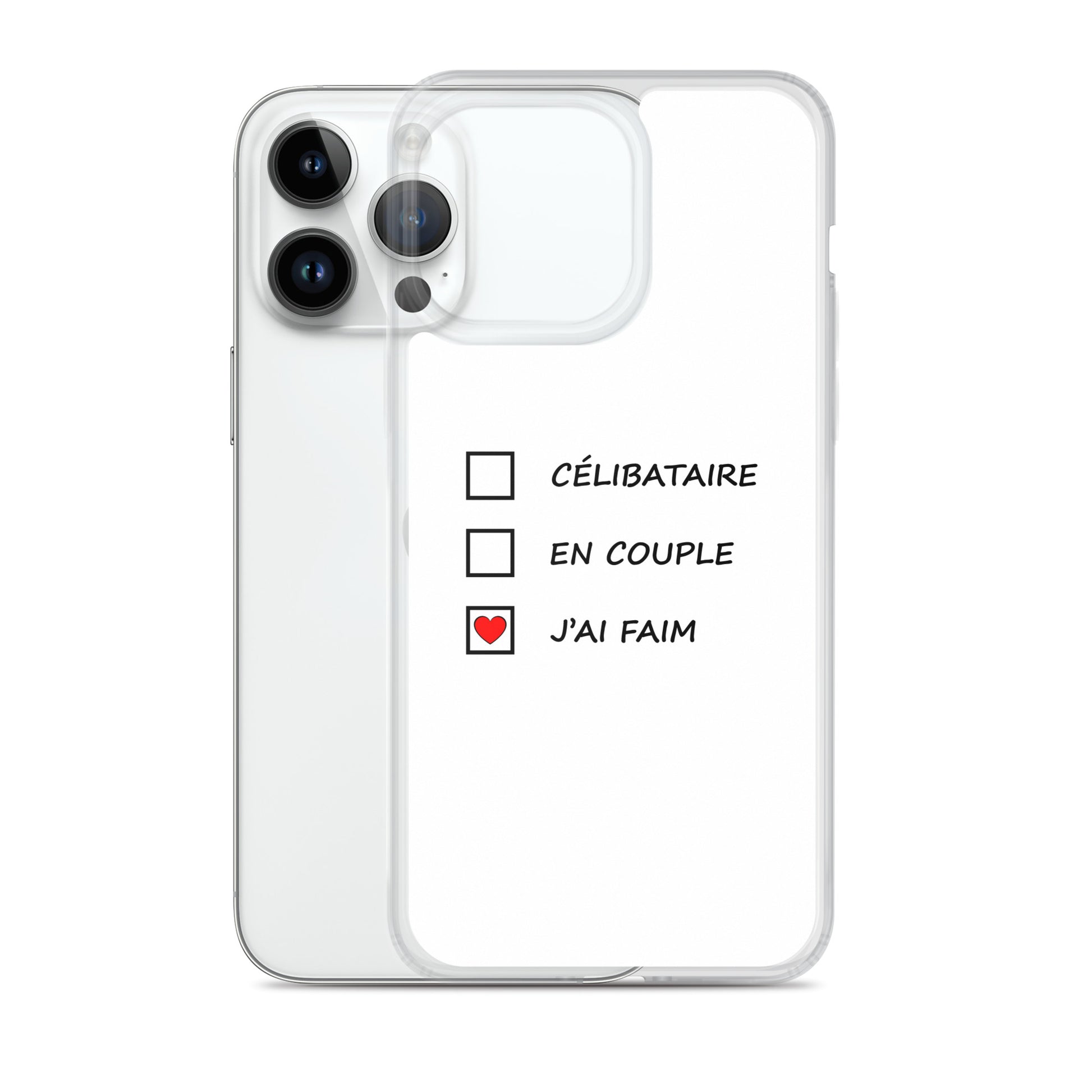 Coque iPhone Célibataire en couple j'ai faim cases à cocher - Sedurro