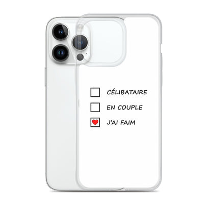 Coque iPhone Célibataire en couple j'ai faim cases à cocher - Sedurro