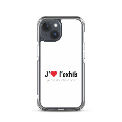 Coque iPhone J'aime l'exhib je me douche à poil iPhone 15 - Sedurro