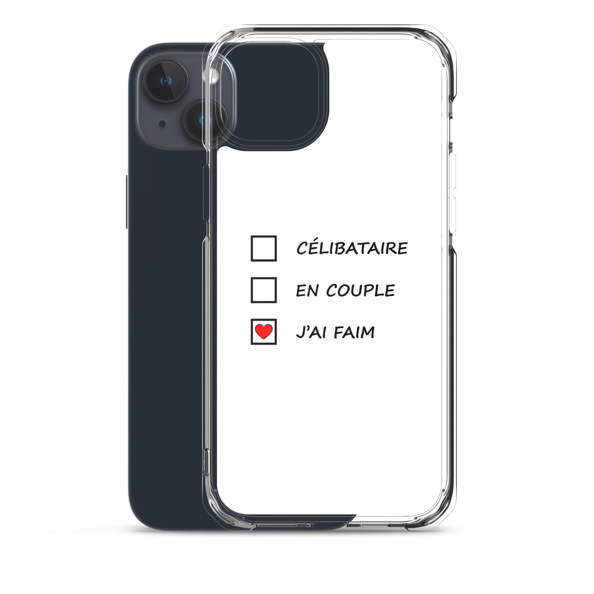 Coque iPhone Célibataire en couple j'ai faim cases à cocher - Sedurro