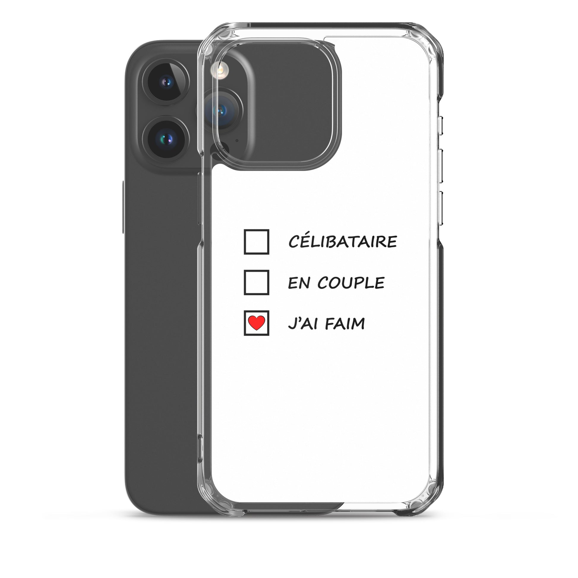 Coque iPhone Célibataire en couple j'ai faim cases à cocher - Sedurro