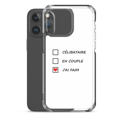 Coque iPhone Célibataire en couple j'ai faim cases à cocher - Sedurro