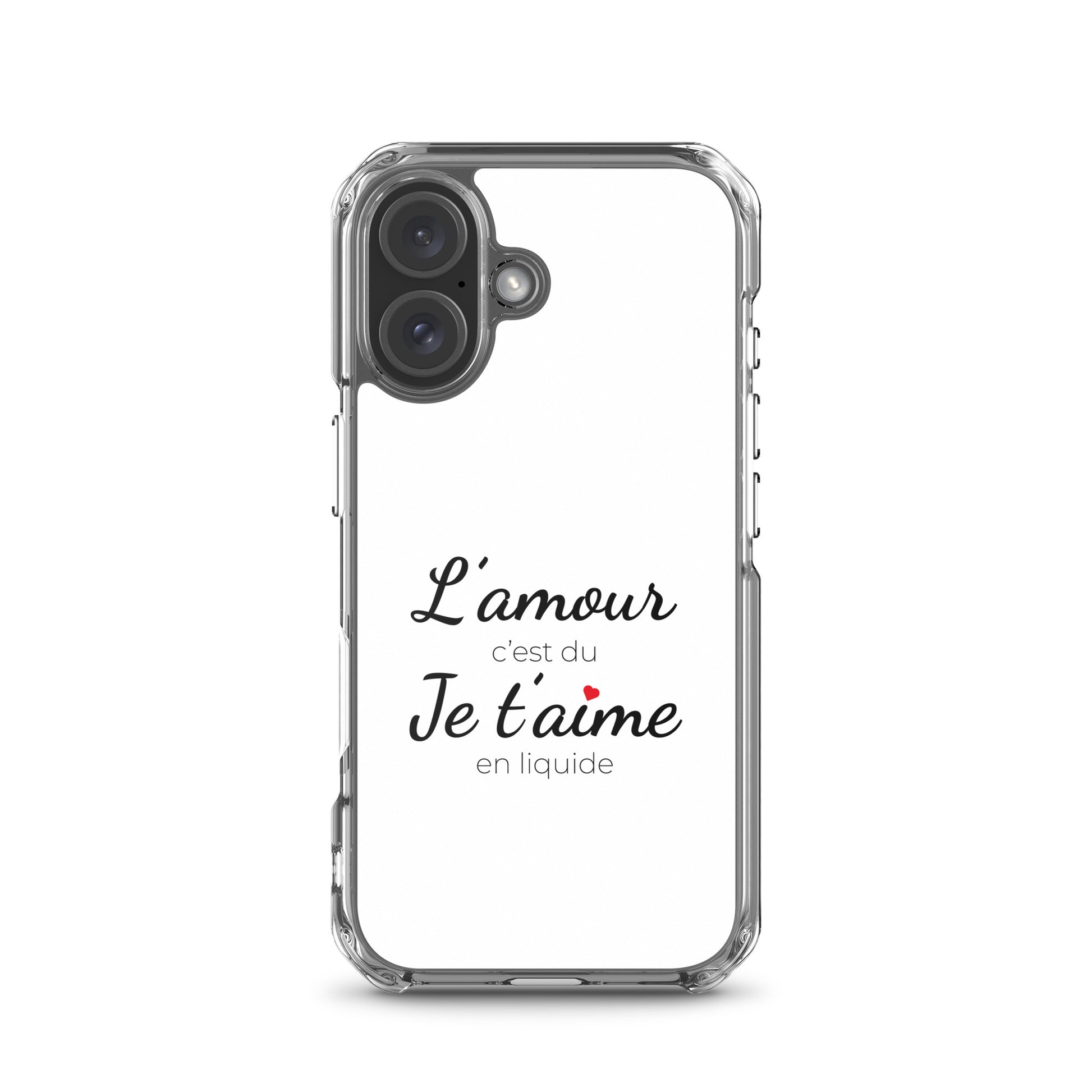 Coque iPhone L'amour c'est du je t'aime en liquide iPhone 16 - Sedurro