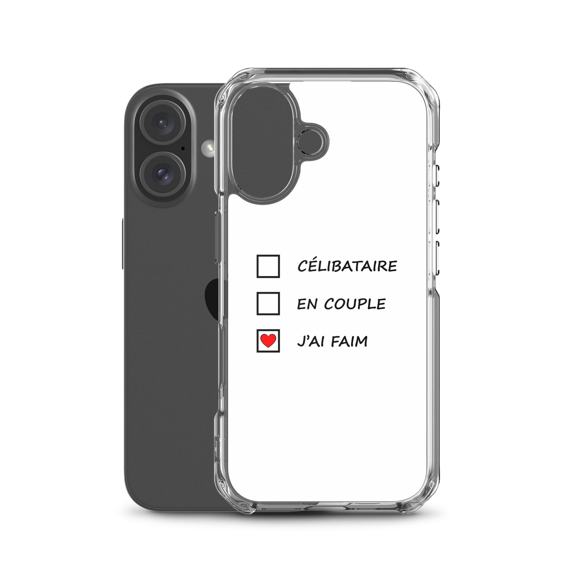 Coque iPhone Célibataire en couple j'ai faim cases à cocher - Sedurro