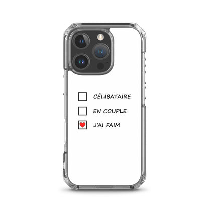 Coque iPhone Célibataire en couple j'ai faim cases à cocher iPhone 16 Pro - Sedurro