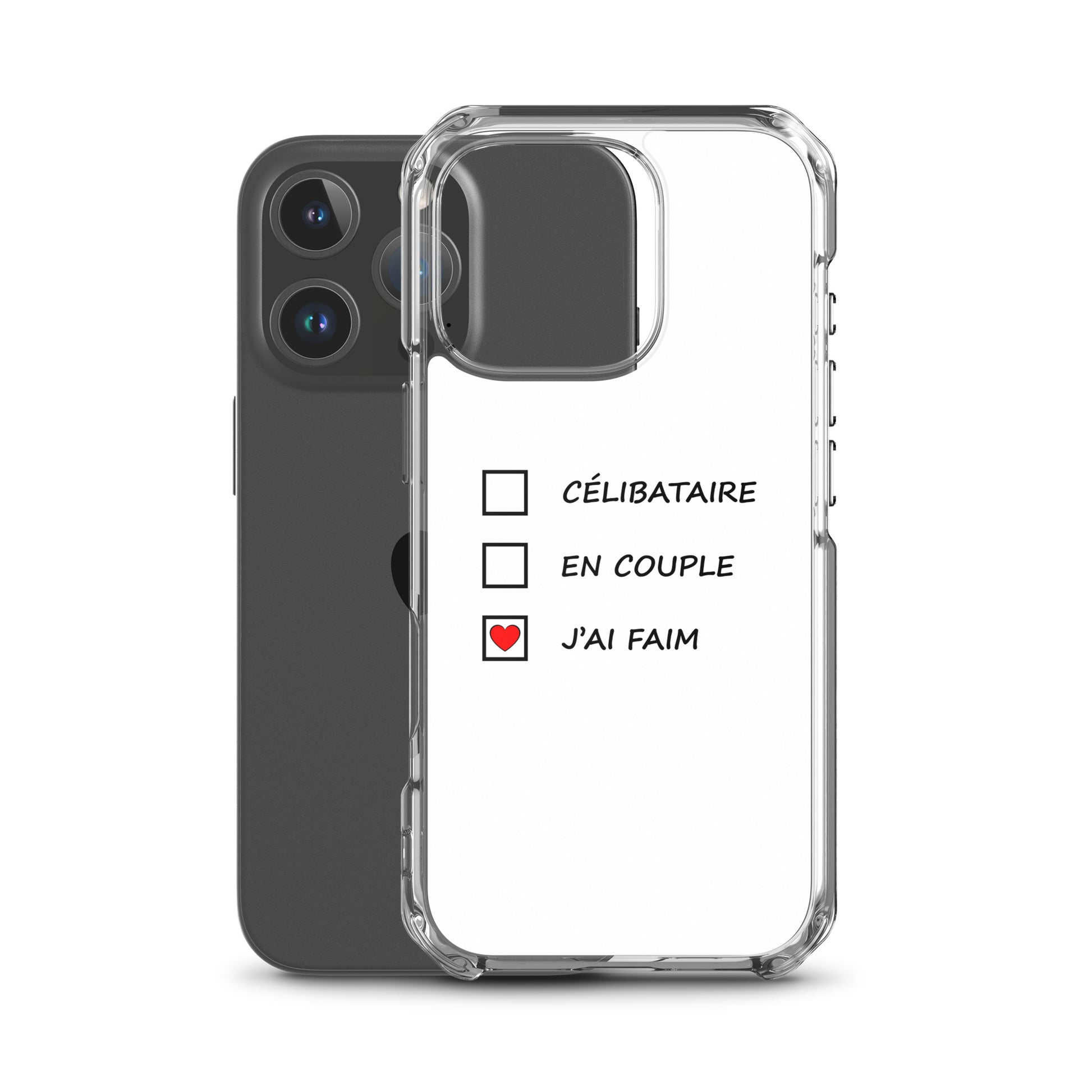 Coque iPhone Célibataire en couple j'ai faim cases à cocher - Sedurro