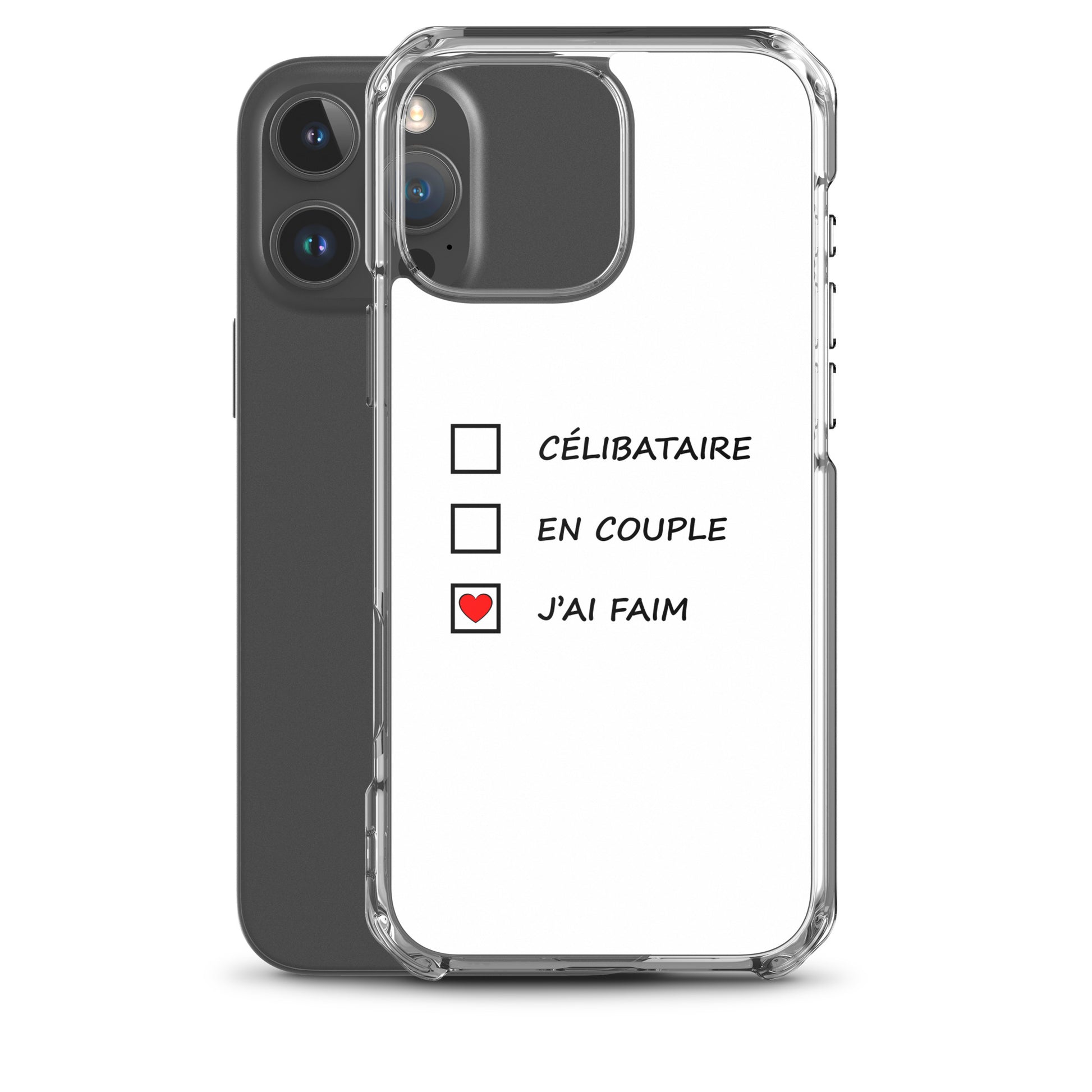 Coque iPhone Célibataire en couple j'ai faim cases à cocher - Sedurro