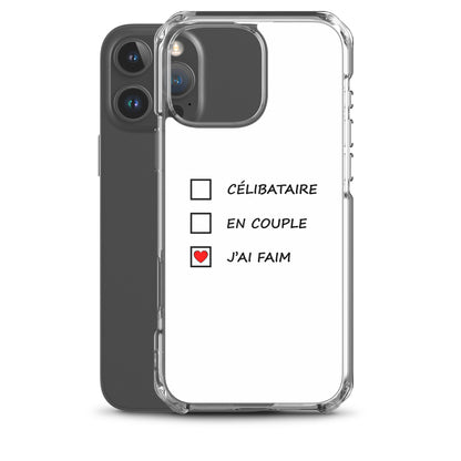 Coque iPhone Célibataire en couple j'ai faim cases à cocher - Sedurro