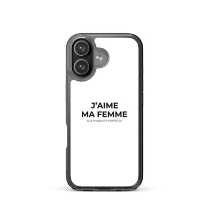 Coque iPhone J'aime ma femme elle m'oblige à porter ça - Sedurro
