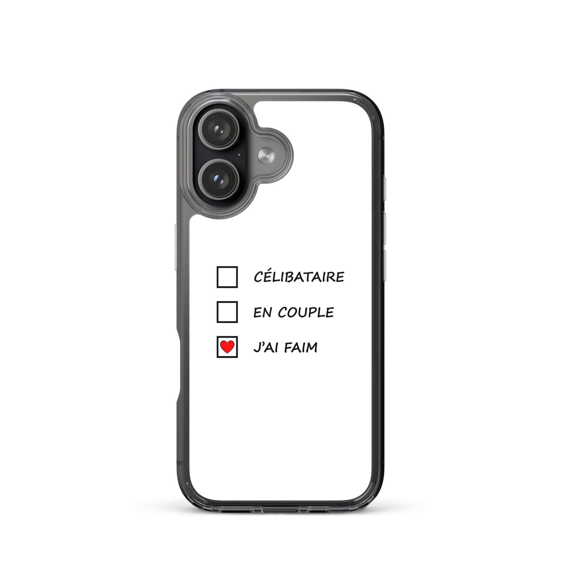 Coque iPhone Célibataire en couple j'ai faim cases à cocher - Sedurro