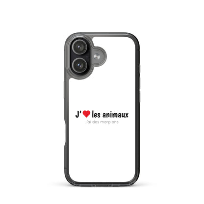 Coque iPhone J'aime les animaux j'ai des morpions - Sedurro
