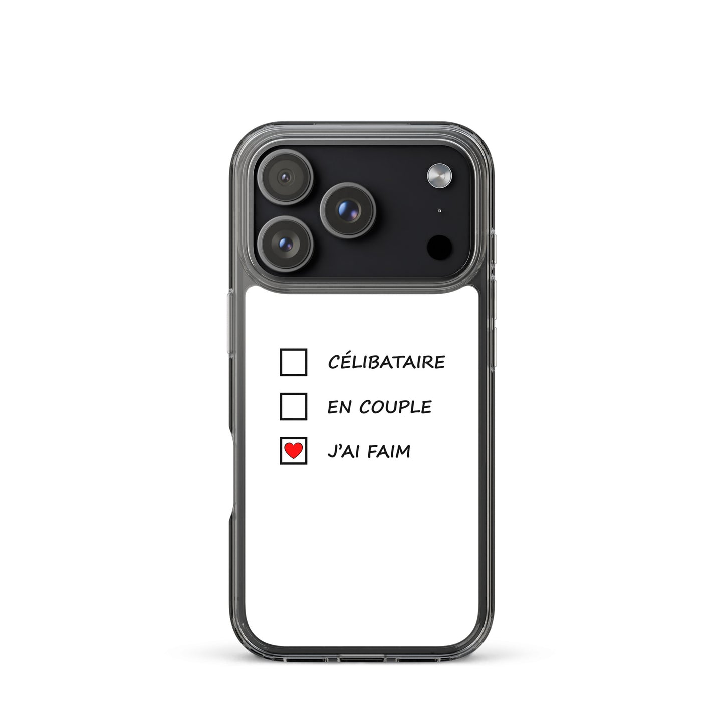 Coque iPhone Célibataire en couple j'ai faim cases à cocher - Sedurro