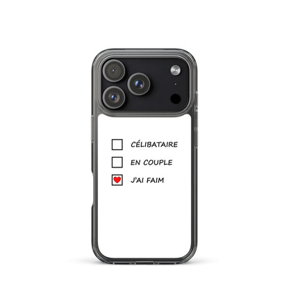 Coque iPhone Célibataire en couple j'ai faim cases à cocher - Sedurro