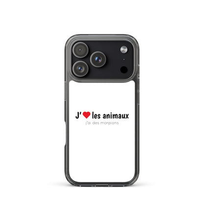 Coque iPhone J'aime les animaux j'ai des morpions - Sedurro