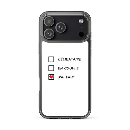 Coque iPhone Célibataire en couple j'ai faim cases à cocher - Sedurro