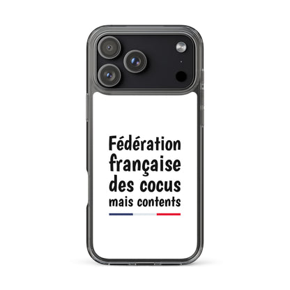 Coque iPhone Fédération française des cocus mais contents - Sedurro