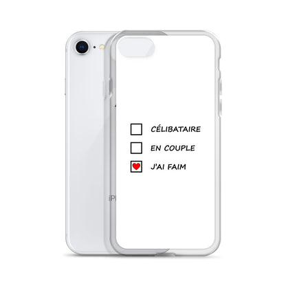 Coque iPhone Célibataire en couple j'ai faim cases à cocher - Sedurro