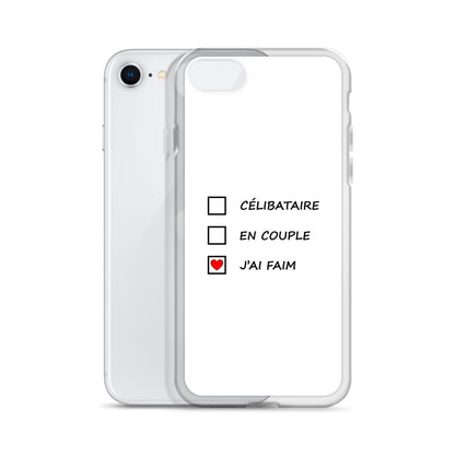 Coque iPhone Célibataire en couple j'ai faim cases à cocher - Sedurro