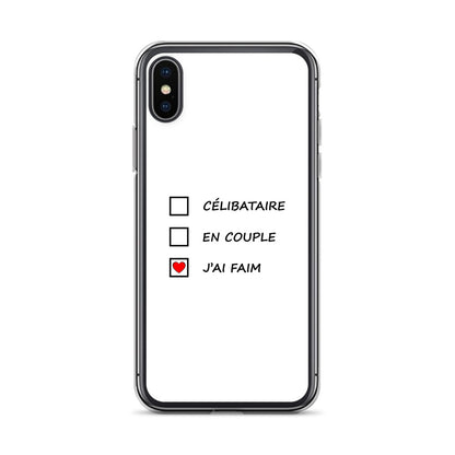 Coque iPhone Célibataire en couple j'ai faim cases à cocher iPhone X XS - Sedurro