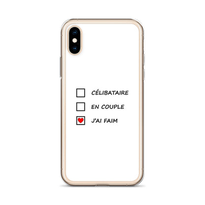 Coque iPhone Célibataire en couple j'ai faim cases à cocher - Sedurro