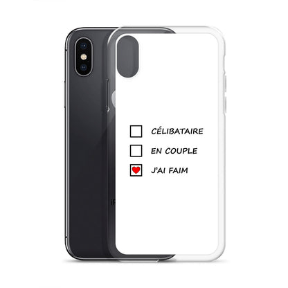 Coque iPhone Célibataire en couple j'ai faim cases à cocher - Sedurro
