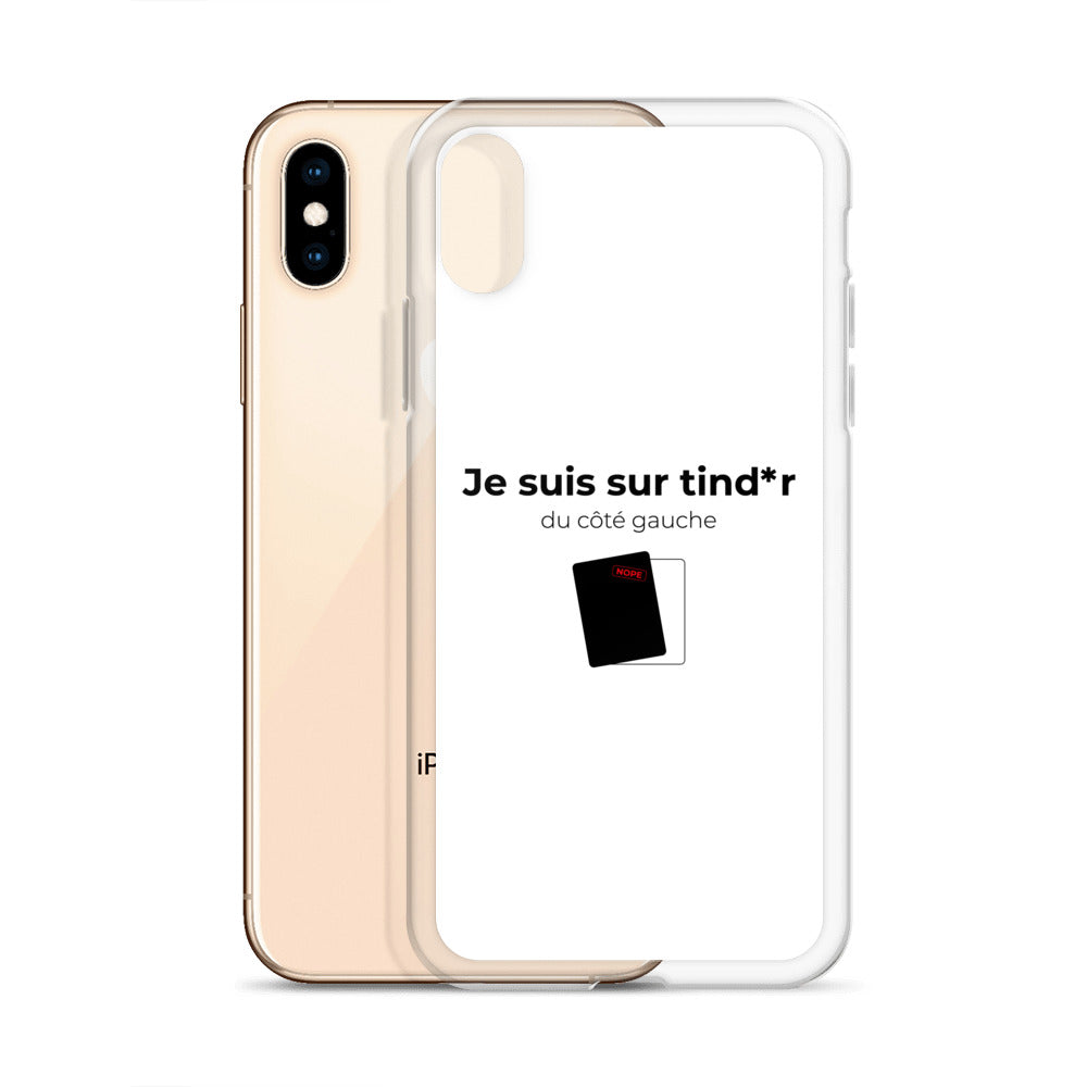 Coque iPhone Je suis sur tind*r du côté gauche - Sedurro