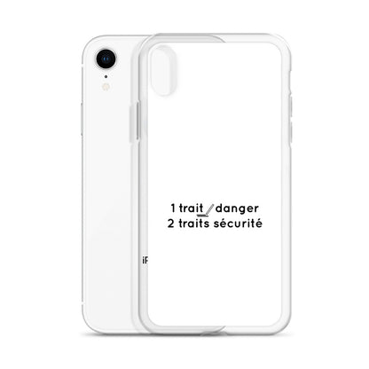 Coque iPhone 1 trait danger 2 traits sécurité - Sedurro