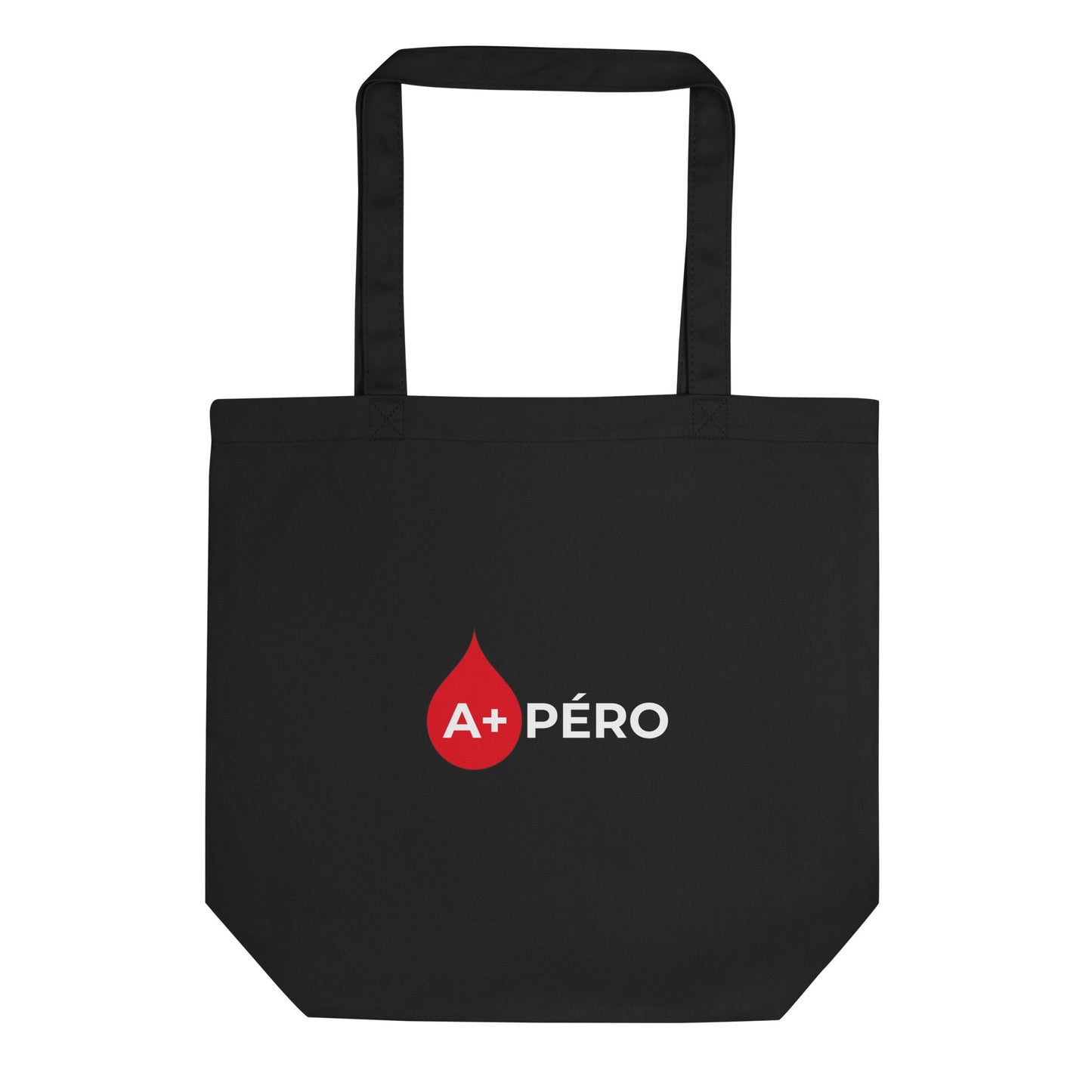 Tote bag bio Apéro groupe sanguin A+ Noir - Sedurro