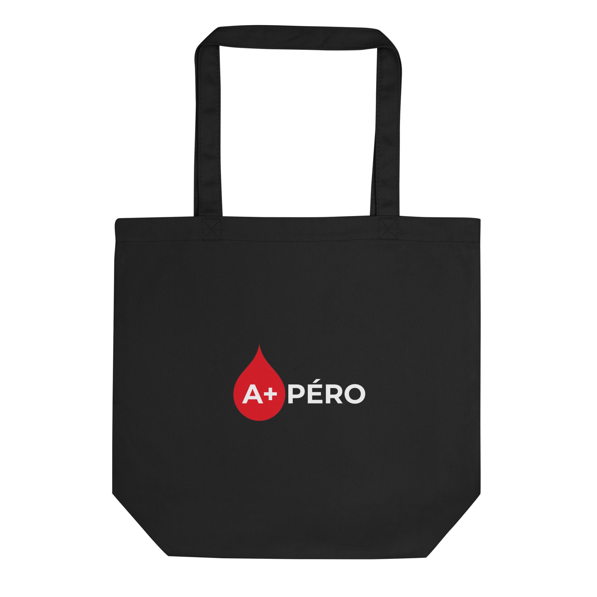 Tote bag bio Apéro groupe sanguin A+ Noir - Sedurro