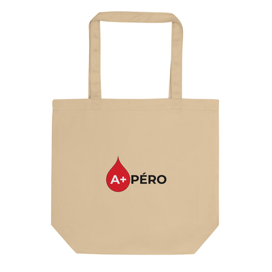 Tote bag bio Apéro groupe sanguin A+ Oyster - Sedurro