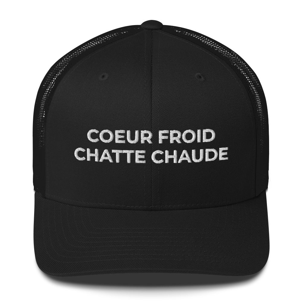 Casquette brodée Cœur froid chatte chaude Noir - Sedurro
