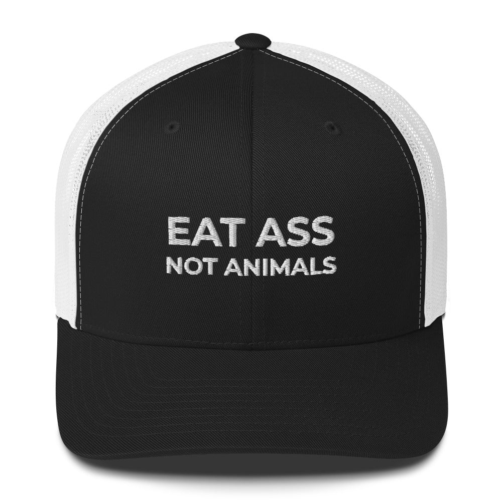 Casquette brodée Eat ass not animals Noir Blanc - Sedurro