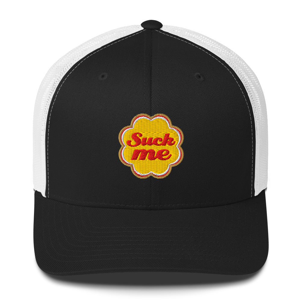 Casquette brodée Suck me sucette chupa Noir Blanc - Sedurro