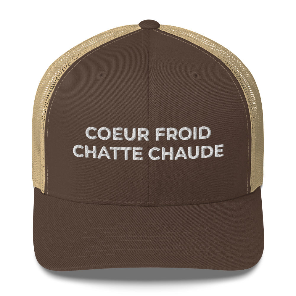 Casquette brodée Cœur froid chatte chaude Marron Kaki - Sedurro