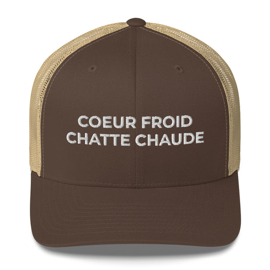 Casquette brodée Cœur froid chatte chaude Marron Kaki - Sedurro