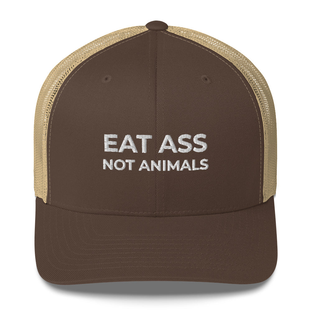 Casquette brodée Eat ass not animals Marron Kaki - Sedurro