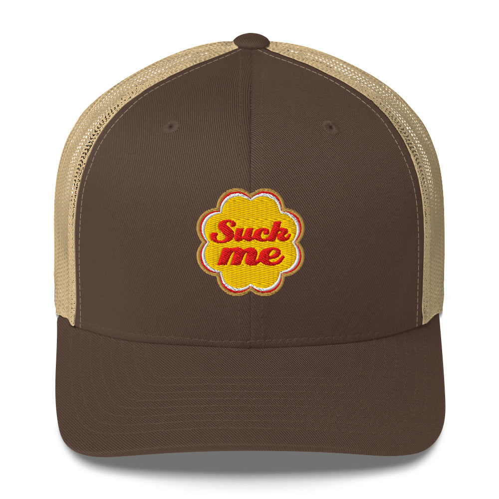 Casquette brodée Suck me sucette chupa Marron Kaki - Sedurro