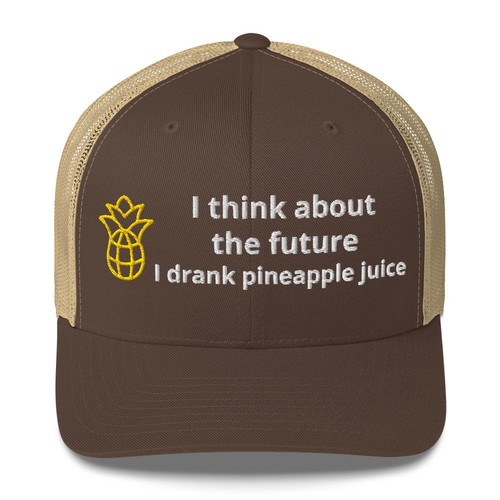Casquette brodée I think about the future I drank pineapple juice - Sedurro