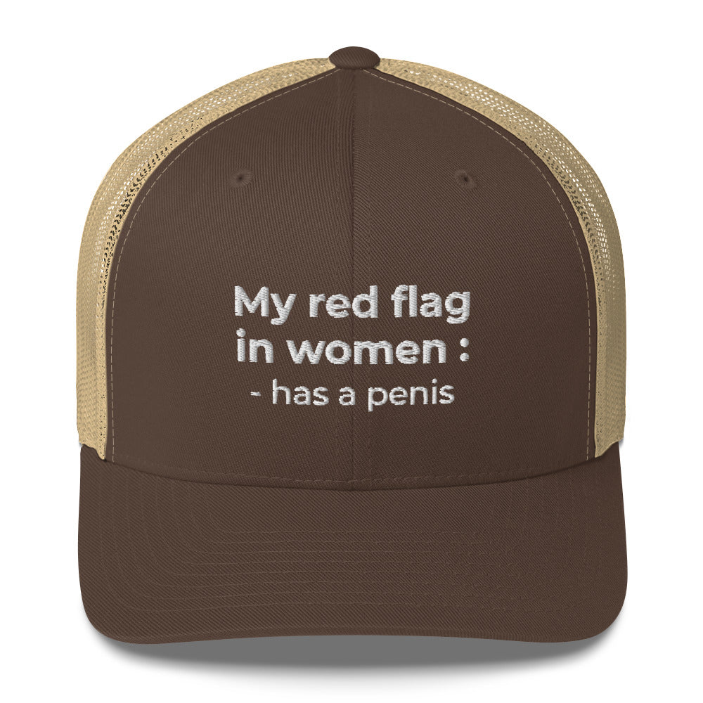 Casquette brodée My red flag in women : has a penis - Sedurro