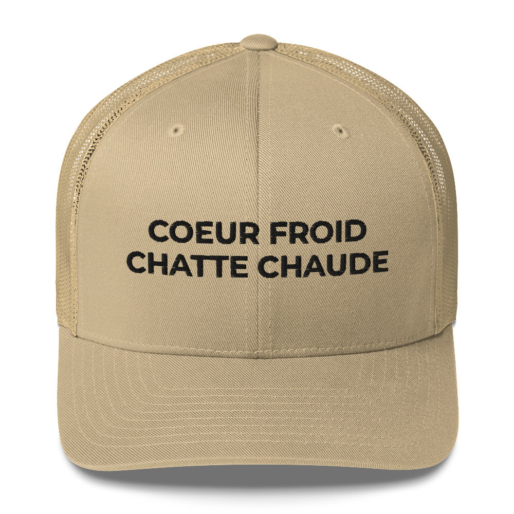 Casquette brodée Cœur froid chatte chaude Kaki - Sedurro