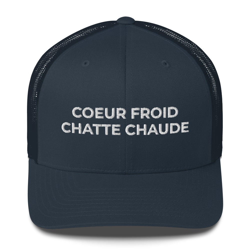 Casquette brodée Cœur froid chatte chaude Bleu Marine - Sedurro