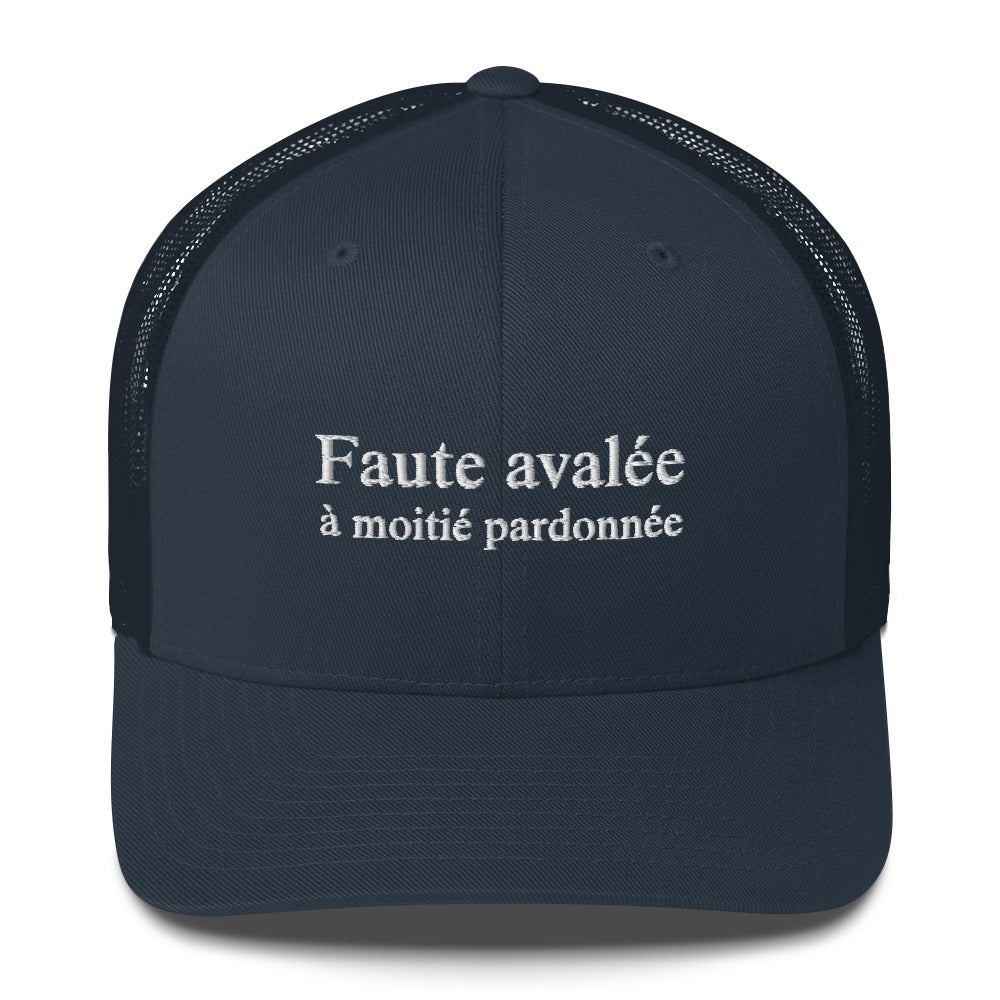 Casquette brodée Faute avalée à moitié pardonnée Bleu Marine - Sedurro