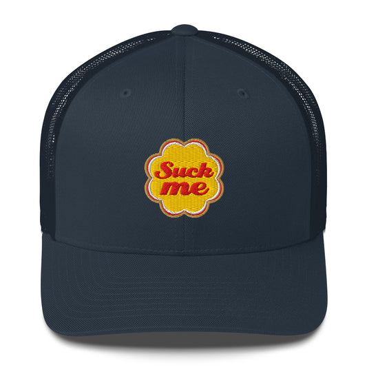 Casquette brodée Suck me sucette chupa Bleu Marine - Sedurro