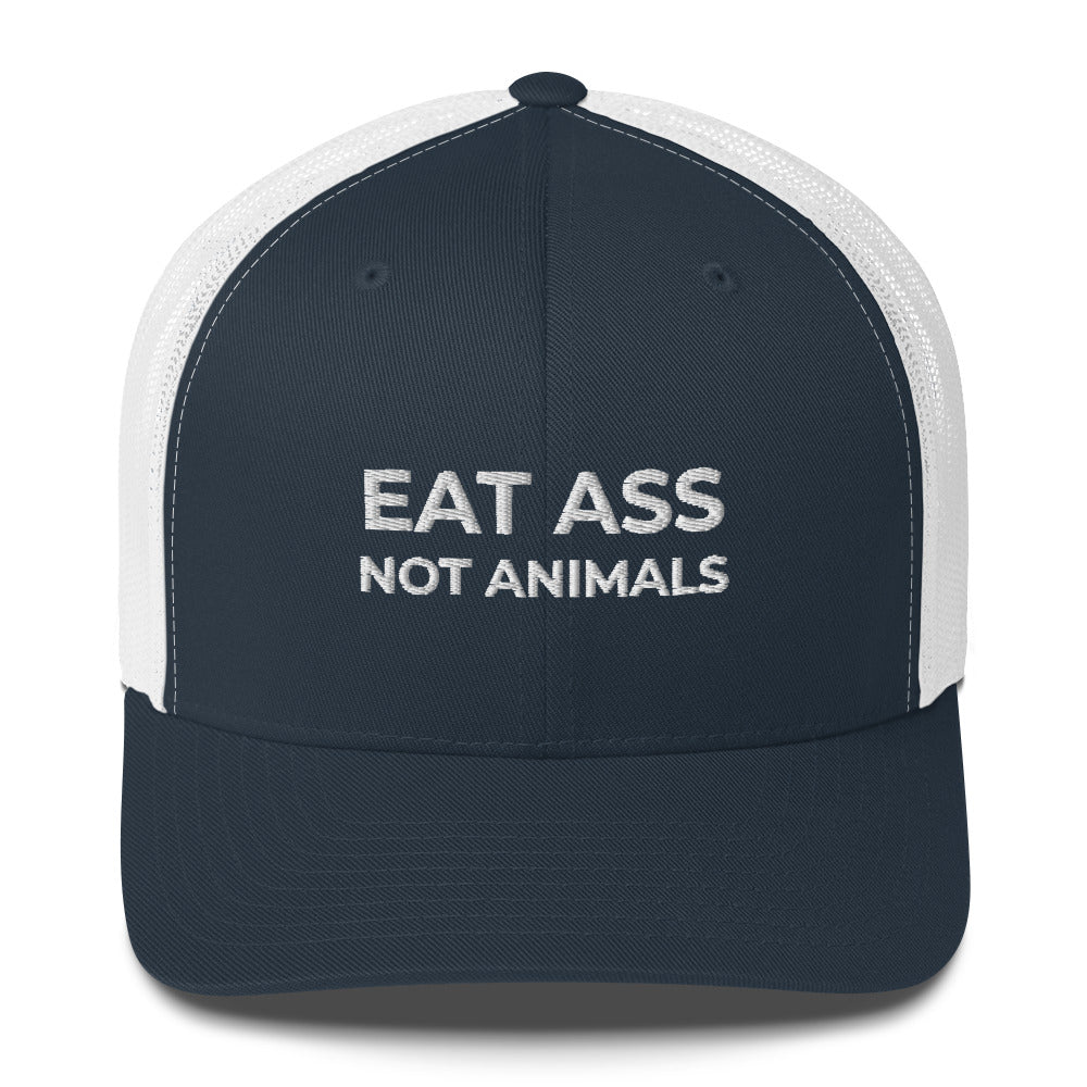Casquette brodée Eat ass not animals Bleu Marine Blanc - Sedurro