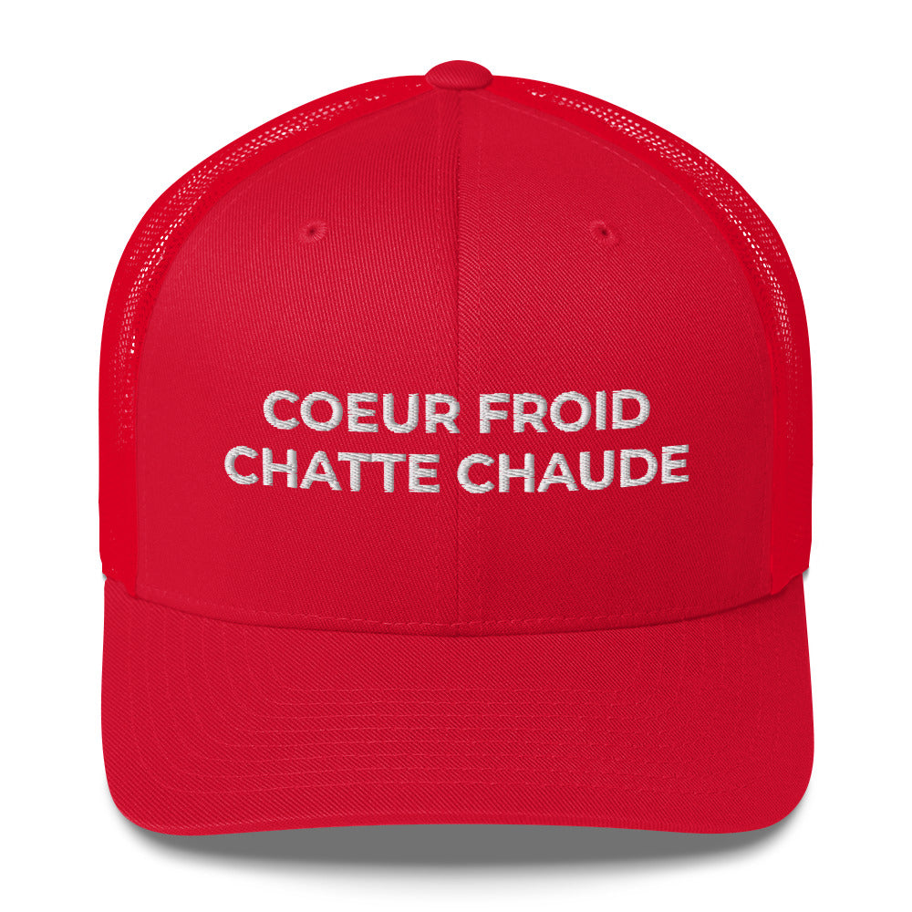Casquette brodée Cœur froid chatte chaude Rouge - Sedurro