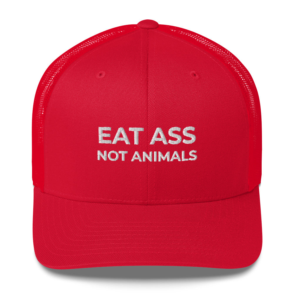 Casquette brodée Eat ass not animals Rouge - Sedurro