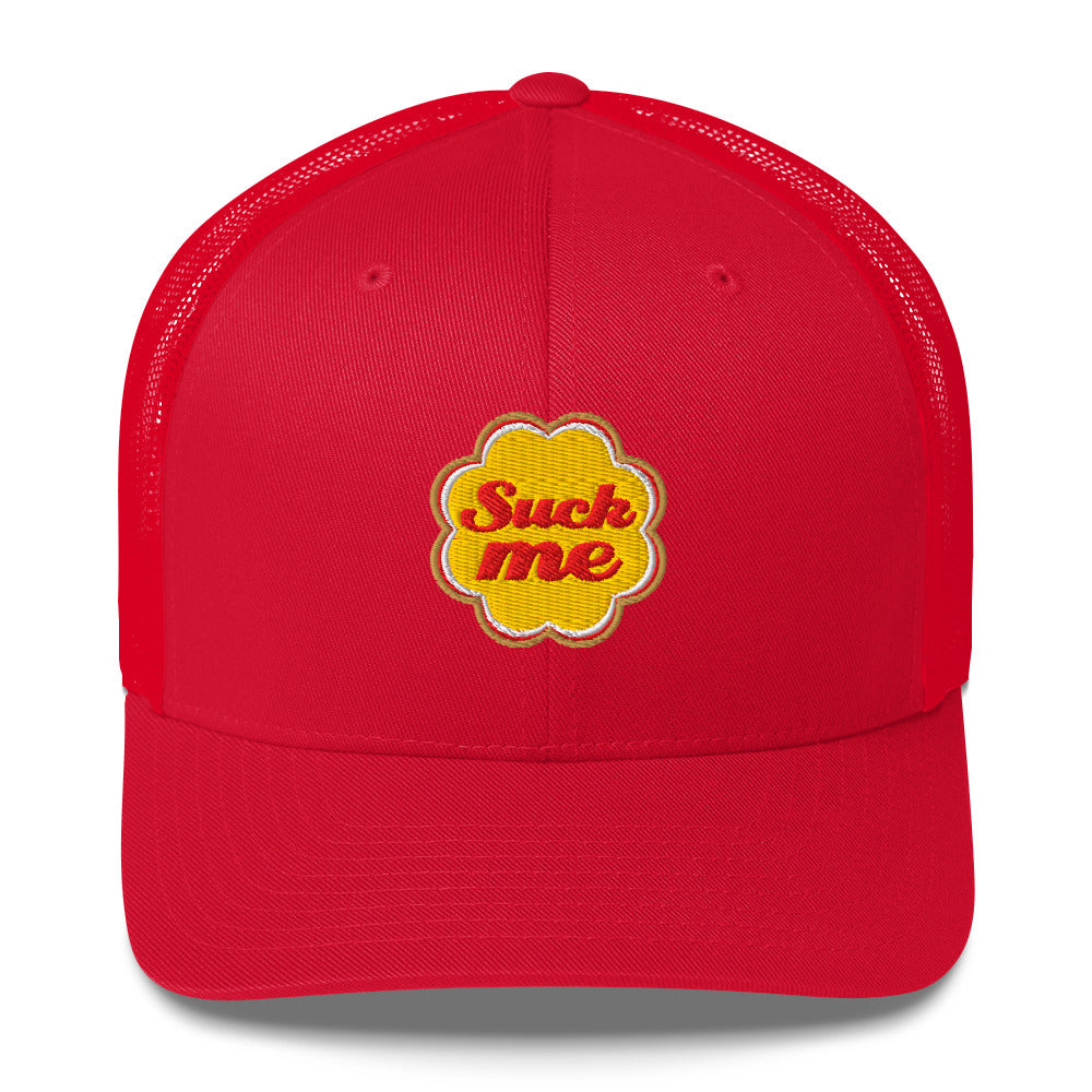 Casquette brodée Suck me sucette chupa Rouge - Sedurro