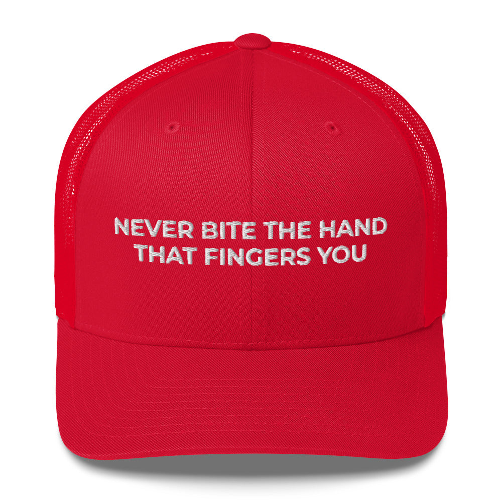 Casquette brodée Never bite the hand that fingers you - Sedurro
