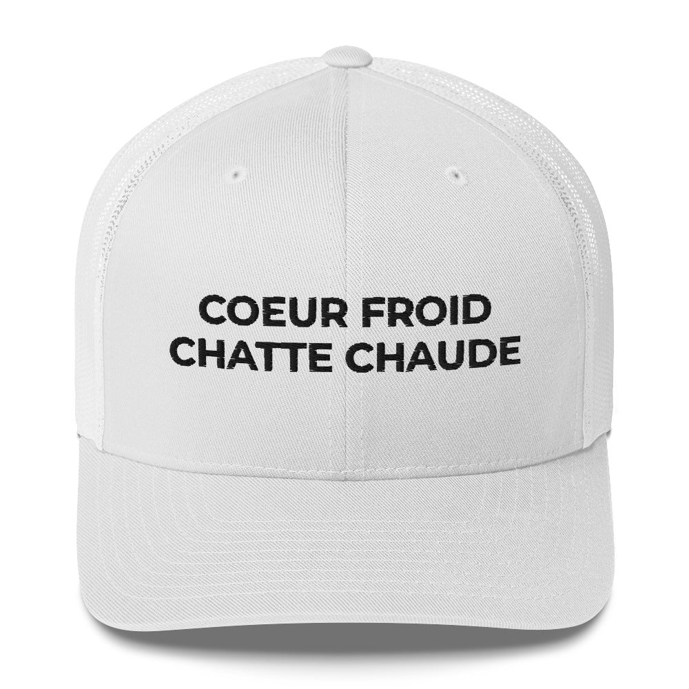 Casquette brodée Cœur froid chatte chaude Blanc - Sedurro