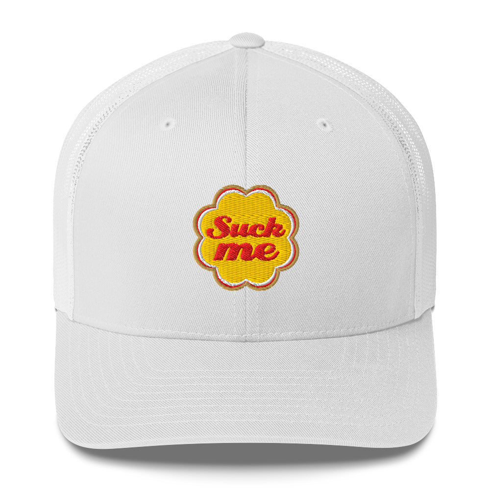 Casquette brodée Suck me sucette chupa Blanc - Sedurro